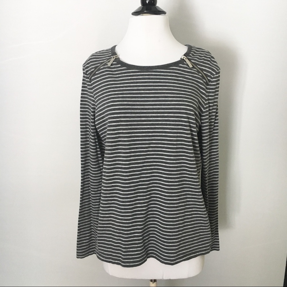 MICHAEL KORS Stripped Zipped Top Size L